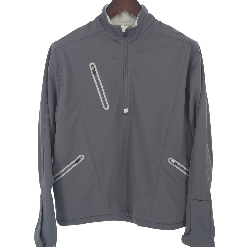 OGIO Mens Quarter Zip Softshell Jacket Charcoal Gray Fleece Lined Size M RN85027